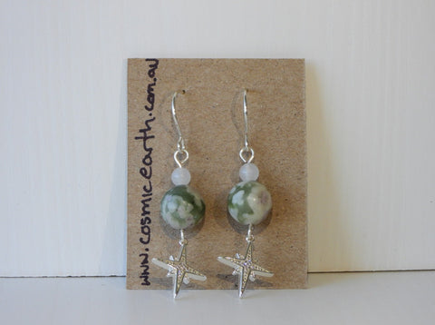 Peace Jade star earrings