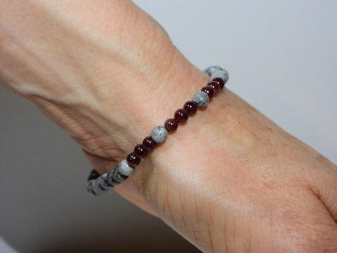 Map Jasper and Garnet elastic bracelet