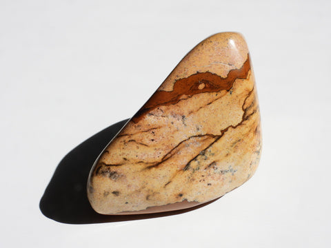 Earthy coloured Picture Jasper freeform. Front view