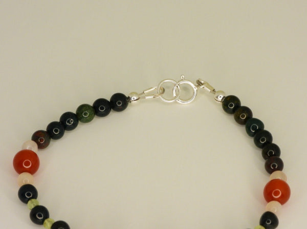 Carnelian, Peridot, Bloodstone and Moonstone Bracelet