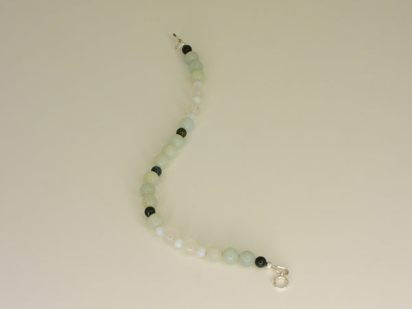 Bloodstone, Amazonite, Opalite and White Jade Bracelet