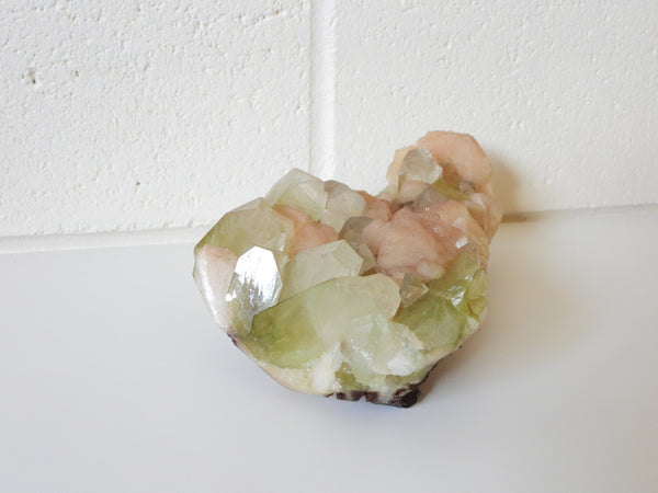 Green Apophyllite with Stilbite cluster