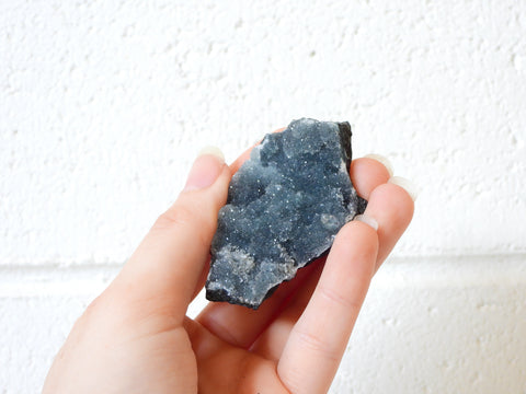 Clear Apophyllite on Black Chalcedony