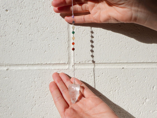 Raw Clear Quartz chakra pendulum