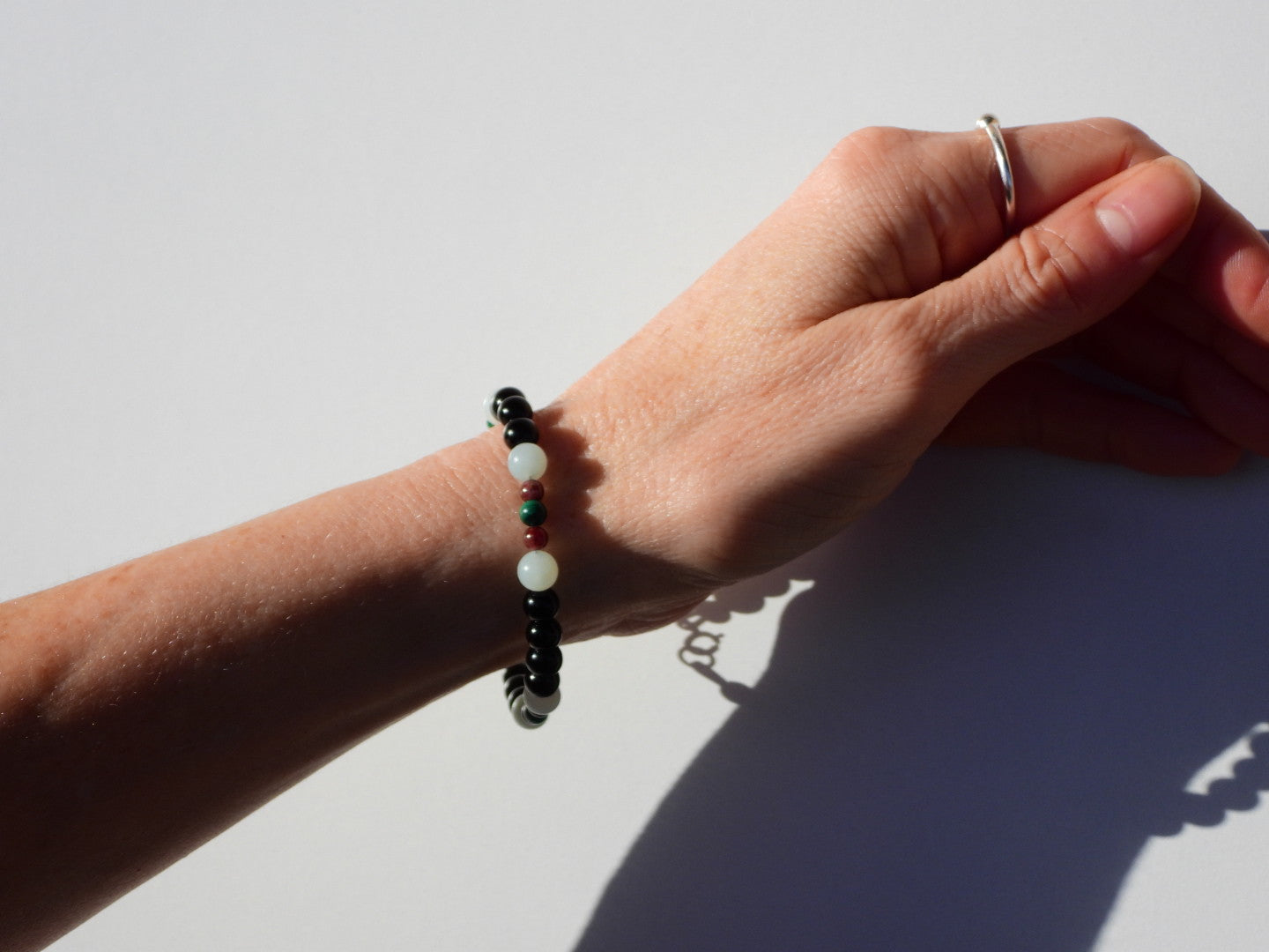 Malachite, Garnet, Amazonite, Obsidian bracelet