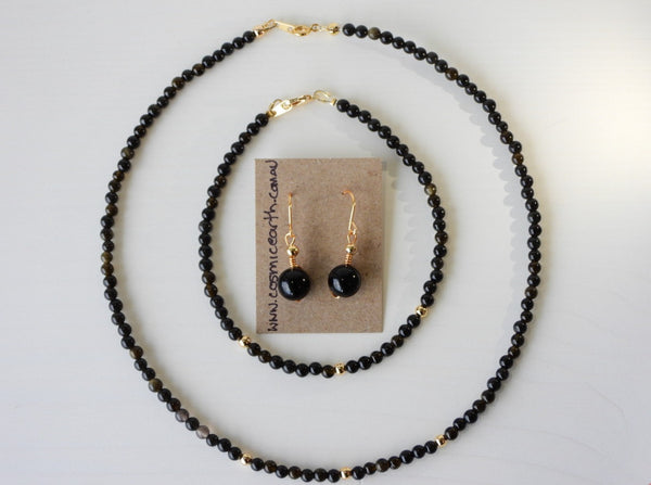 Gold Sheen Obsidian matching jewellery