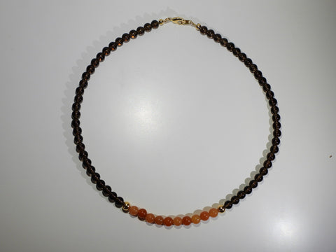 Smokey Quartz and Orange Aventurine necklace