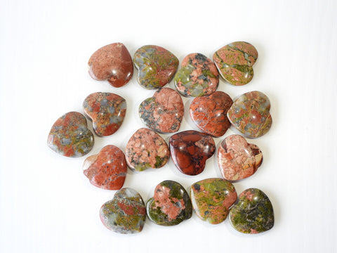 Unakite mini hearts