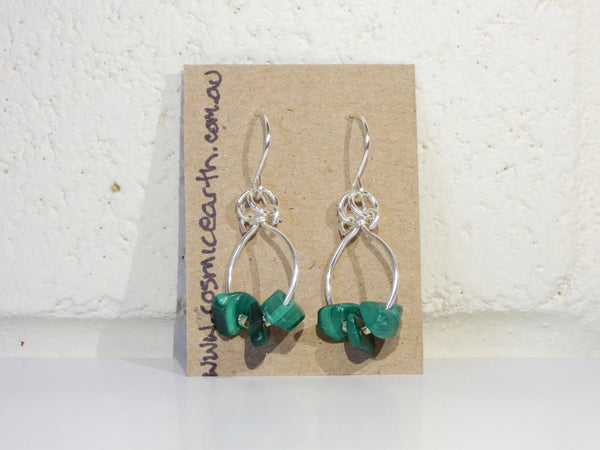 Malachite chip earrings