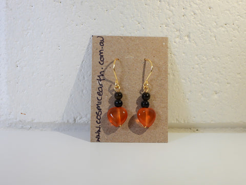 Gold Sheen Obsidian & Carnelian earrings